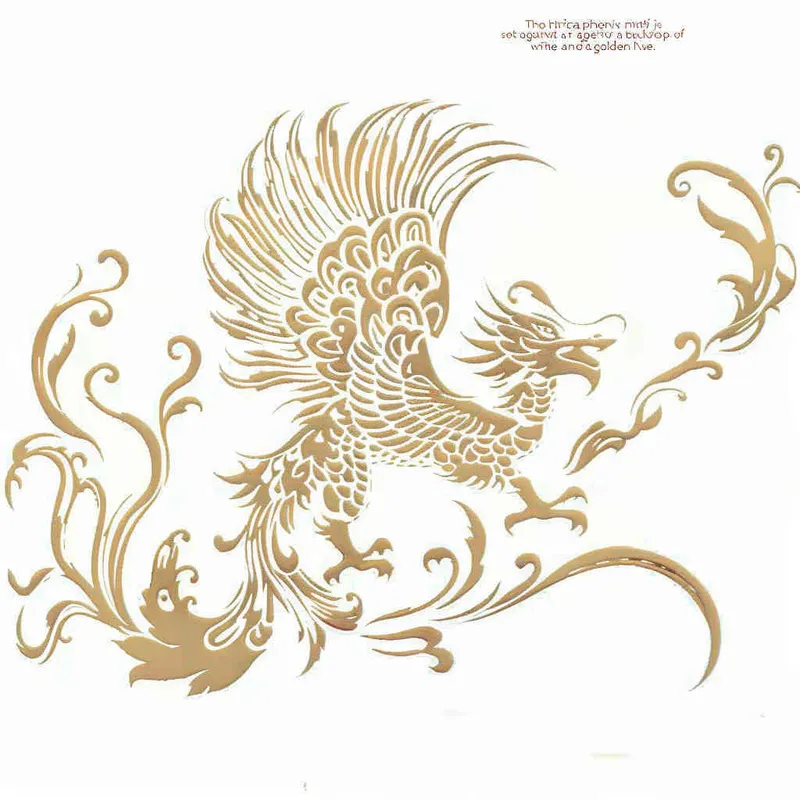 凤凰纹样，白色背景，细节丰富，画面金黄  - style2部分