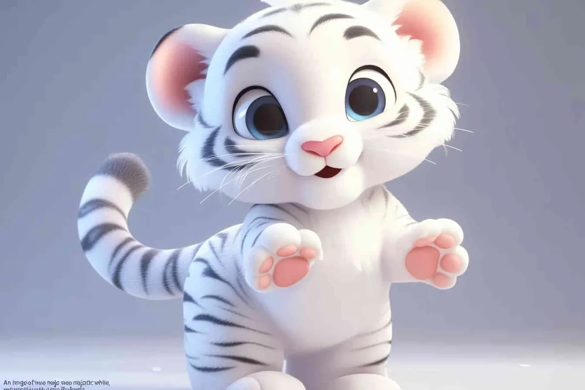 ip image, full body, chibi, Two white tigers, one male tiger and one female tiger, white background, natural light, 8K, best picture quality, super detail, 3D, C4D, Blender, OC renderer, ultra-high definition, 3D rendering - AI绘画作品展示 | Midjourney中文版生成