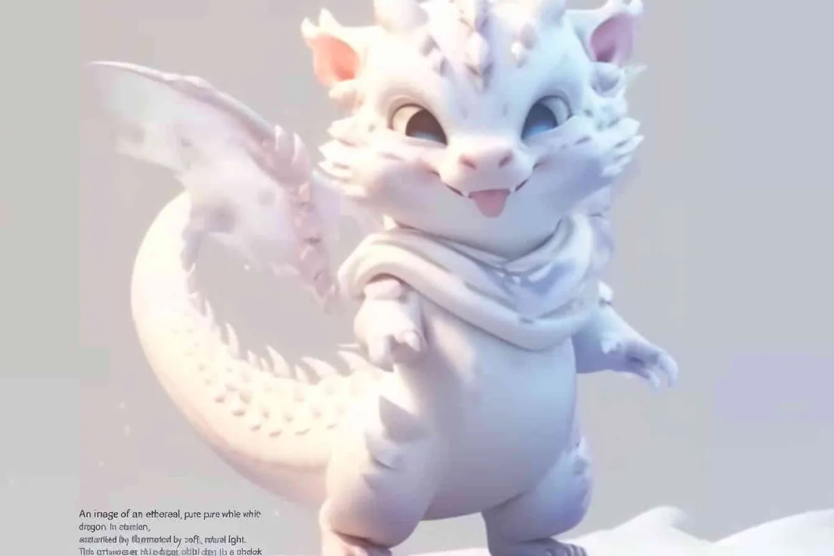 ip image, full body, chibi, a white little dragon, white background, natural light, 8K, best picture quality, super detail, 3D, C4D, Blender, OC renderer, ultra-high definition, 3D rendering - style1部分