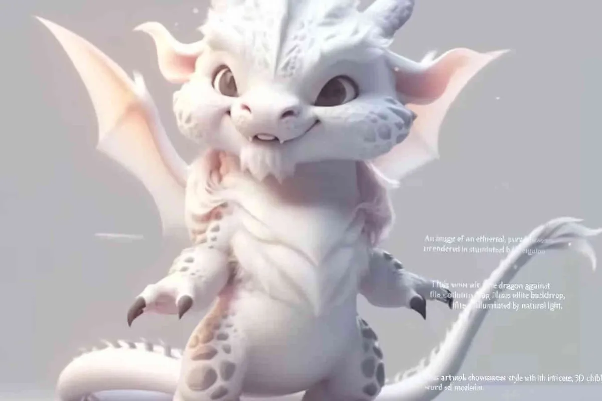 ip image, full body, chibi, a white little dragon, white background, natural light, 8K, best picture quality, super detail, 3D, C4D, Blender, OC renderer, ultra-high definition, 3D rendering - style4部分