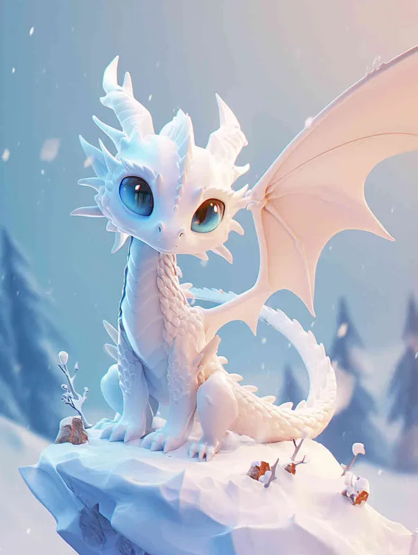 ip image, full body, chibi, a white little dragon, white background, natural light, 8K, best picture quality, super detail, 3D, C4D, Blender, OC renderer, ultra-high definition, 3D rendering - AI绘画作品展示 | Midjourney中文版生成