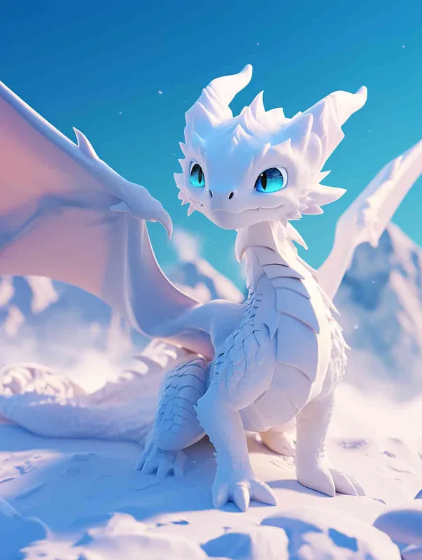 ip image, full body, chibi, a white little dragon, white background, natural light, 8K, best picture quality, super detail, 3D, C4D, Blender, OC renderer, ultra-high definition, 3D rendering - AI绘画作品展示 | Midjourney中文版生成