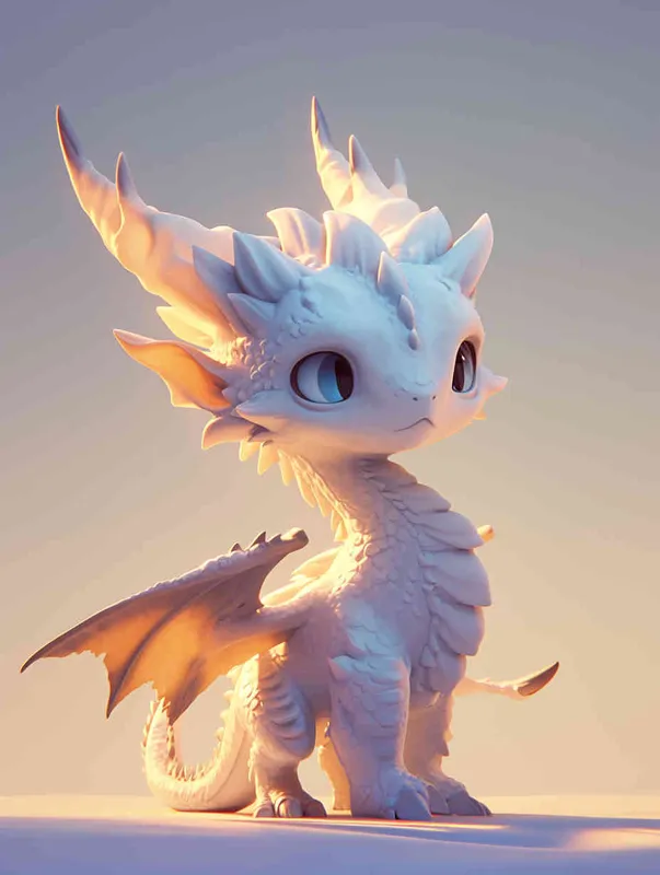 ip image, full body, chibi, a white little dragon, white background, natural light, 8K, best picture quality, super detail, 3D, C4D, Blender, OC renderer, ultra-high definition, 3D rendering - AI绘画作品展示 | Midjourney中文版生成
