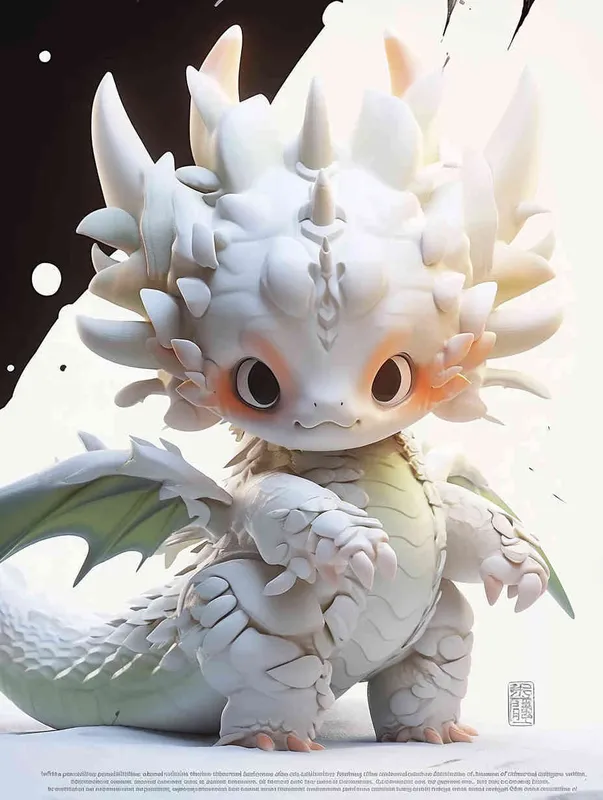 ip image, full body, chibi, a white little dragon, white background, natural light, 8K, best picture quality, super detail, 3D, C4D, Blender, OC renderer, ultra-high definition, 3D rendering - AI绘画作品展示 | Midjourney中文版生成