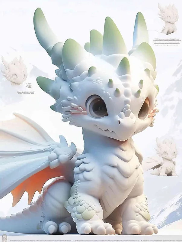 ip image, full body, chibi, a white little dragon, white background, natural light, 8K, best picture quality, super detail, 3D, C4D, Blender, OC renderer, ultra-high definition, 3D rendering - AI绘画作品展示 | Midjourney中文版生成
