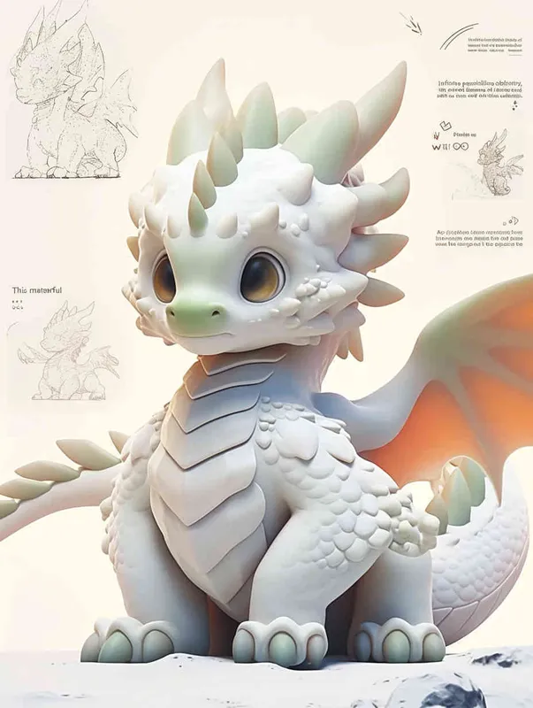 ip image, full body, chibi, a white little dragon, white background, natural light, 8K, best picture quality, super detail, 3D, C4D, Blender, OC renderer, ultra-high definition, 3D rendering - AI绘画作品展示 | Midjourney中文版生成