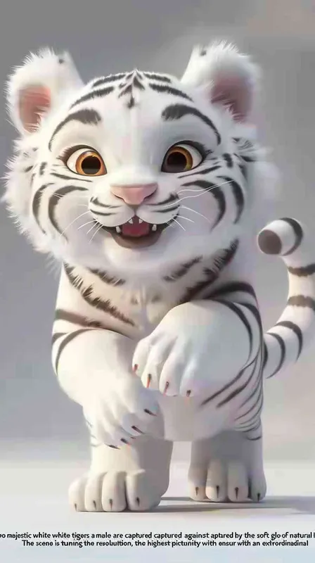 Two white tigers, one male tiger and one female tiger, white background, natural light, 8K, best picture quality, super detail, 3D, C4D, Blender, OC renderer, ultra-high definition, 3D rendering - AI绘画作品展示 | Midjourney中文版生成