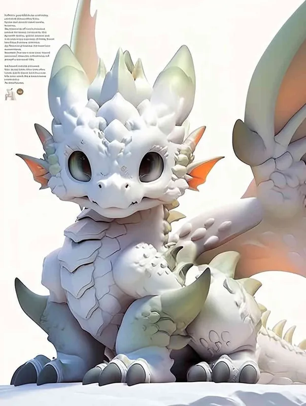 ip image, full body, chibi, a white little dragon, white background, natural light, 8K, best picture quality, super detail, 3D, C4D, Blender, OC renderer, ultra-high definition, 3D rendering - style1部分