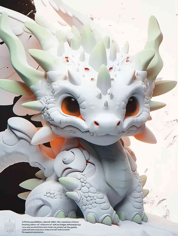 ip image, full body, chibi, a white little dragon, white background, natural light, 8K, best picture quality, super detail, 3D, C4D, Blender, OC renderer, ultra-high definition, 3D rendering - style3部分