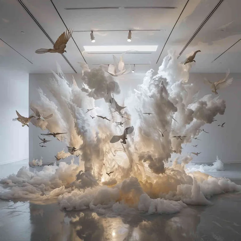 With cascading tresses draped in sheer gossamer, captured in meticulous detail through the lens of artistic photography, the work of Cai Guo-Qiang shines anew. - style2部分