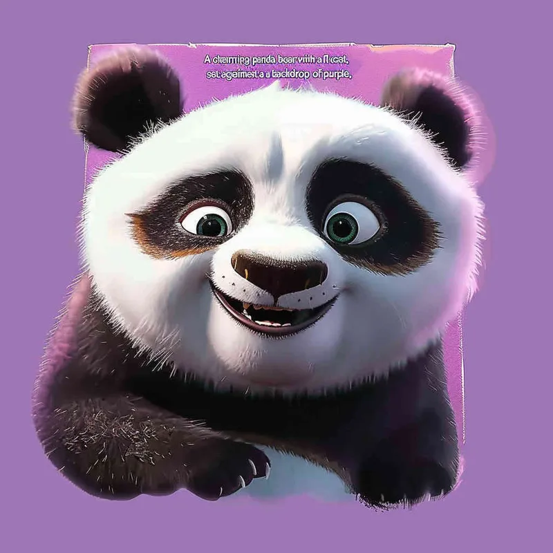 一只可爱的毛绒绒的熊猫，憨态可掬的动作，紫色背景，大师作品 - AI绘画作品展示 | Midjourney中文版生成