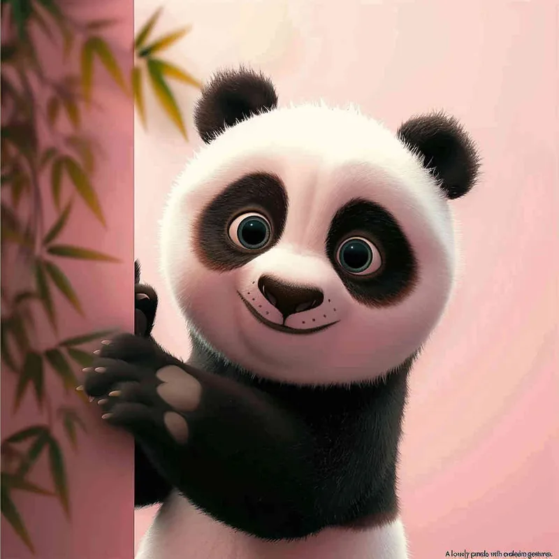 一只可爱的熊猫，憨态可掬的动作 - style1部分
