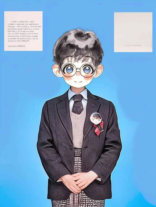 （制作一款水彩画风卡通人物），（卡通人物），（水彩风卡通人物），（可爱公仔样式），（闭口微笑），（人像正身），（半身），（精致脸），（要和图片画风一模一样），8000K分辨率 - AI绘画作品展示 | Midjourney中文版生成