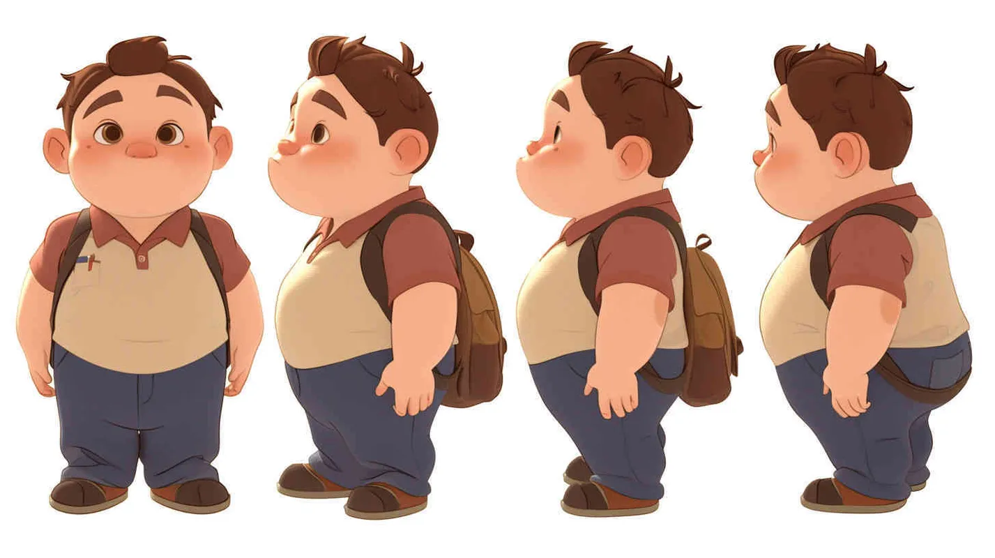 Pixar style, Disney Style, 3D design, C4D modeling, A 30-year-old man, an ordinary office worker, with large eyes that convey a sense of curiosity and enthusiasm. Slightly chubby but not overweight, with a roundish figure. Brown hair, slightly messy, giving off an approachable and humorous vibe. He wears simple and plain clothing, possibly a T-shirt and jeans, with an old-fashioned backpack slung over his shoulder,white background，character sheet , different expressions and poses，Bright Colors, LivelyAtmosphere, Blender, OC Renderer, High Detail, High Quality--Cref https://mj.nineai.chat/attachments/1222056447093768206/1224301762215809074/5501443_A_30-year-old_gentleman_an_unassuming_employee_possesse_26f6f834-e3d1-44b2-923c-b3225052f8c9.png?ex=661cfede&is=660a89de&hm=19fef75bdcd6f50ee11a9bce8cedcf9aede01e2732e69017c7e4cdd9a4d500ad& --cw 100
 - style1部分