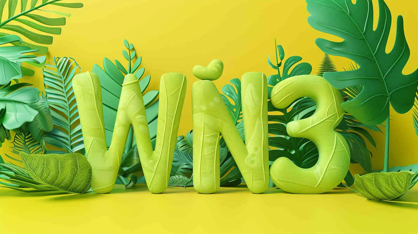 Design a word “WIN³”, 3D stereoscopic, leaf material, sunny green, bright and vivid, conceptual product design, futuristic , blind box toys, handcrafts, exquisite, 3D effect, full body display, ultra high precision, ultra high detail, perfect lighting, OC renderer, Blender 8k, ultra clear, ultra noise reduction, --ar 1400:1850 --s 500 - style4部分