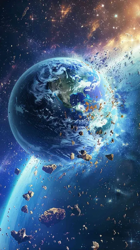 二维文明与三维文明的地球互相碰撞，重叠的区域二三维交叠，部分重合区域彻底消失了 - style2部分