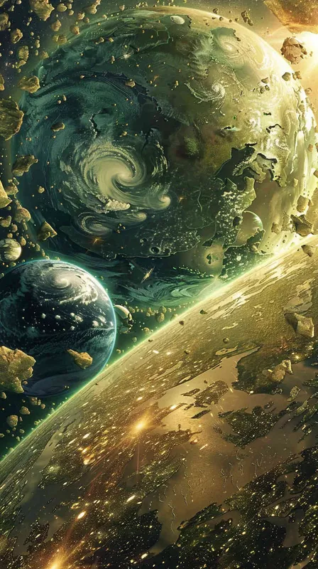 二维文明与三维文明的地球互相碰撞，重叠的区域二三维交叠，部分重合区域彻底消失了 - style2部分