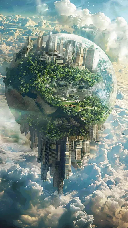 二维文明与三维文明的地球互相碰撞，重叠的区域二三维交叠，部分重合区域彻底消失了 - style3部分