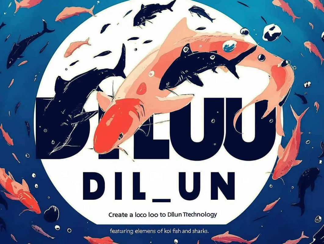 ((制作一款 Dilun Technology 字体的logo))((Dilun  带锦鲤鱼和鲨鱼元素))((带锦鲤鱼和鲨鱼元素)) - style3部分