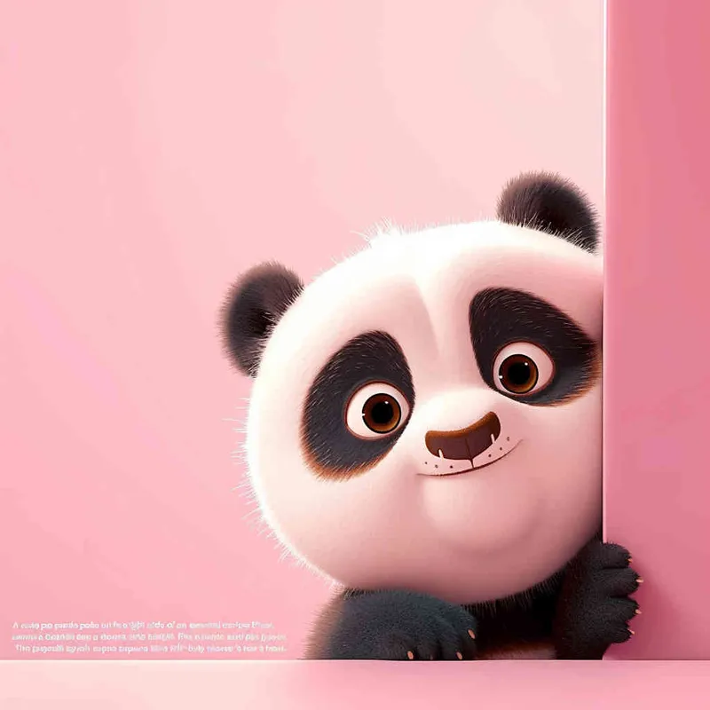 Cute panda peeking out from the right side of an empty pink wall, in a cartoon style, in the style of Disney Pixar animation, with a cute and happy expression, cute eyes, as a full body shot, with a pink background, as a high definition wallpaper, as a 3D rendering, of high resolution, with high detail, of high quality, of high resolution, with high details, of high sharpness, as a super detailed, best quality image.  - style3部分