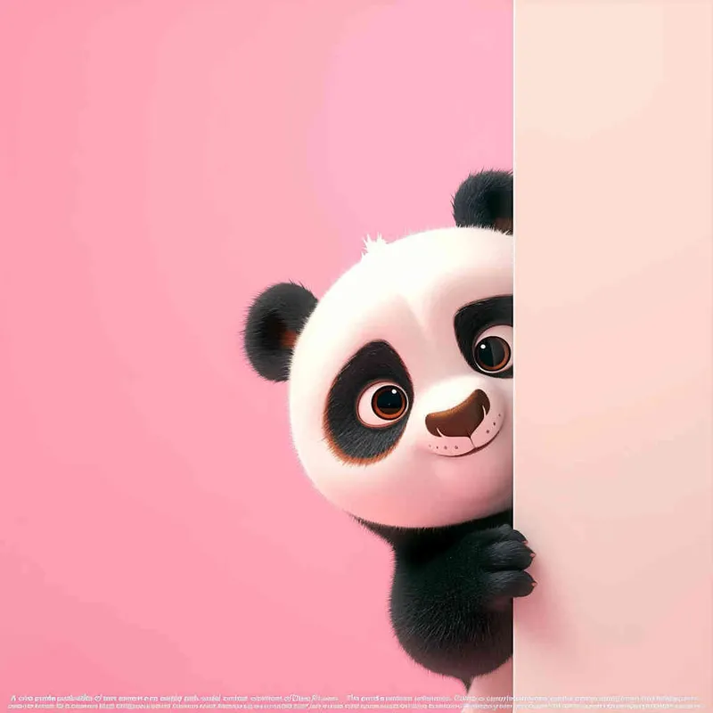 Cute panda peeking out from the right side of an empty pink wall, in a cartoon style, in the style of Disney Pixar animation, with a cute and happy expression, cute eyes, as a full body shot, with a pink background, as a high definition wallpaper, as a 3D rendering, of high resolution, with high detail, of high quality, of high resolution, with high details, of high sharpness, as a super detailed, best quality image.  - style3部分