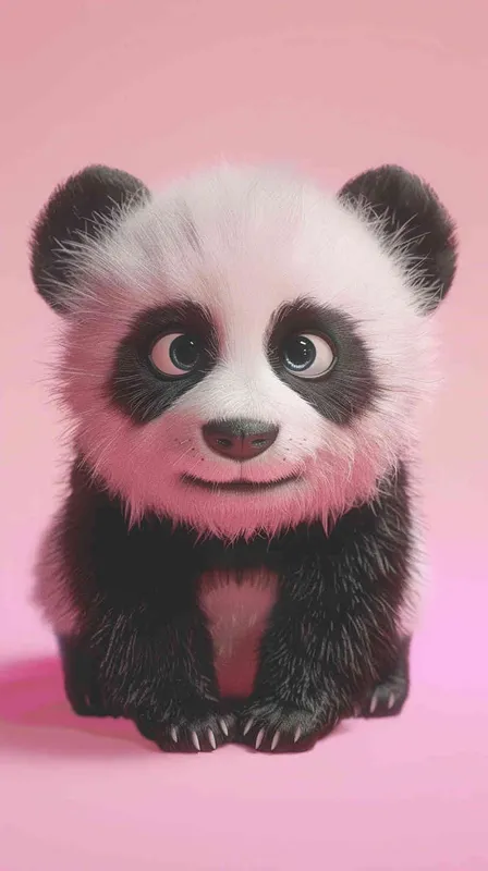 A cute panda baby, this is a whimsical cartoon style that reminds people of Disney Pixar animations. The expression of pandas is pleasant, and their bright and lovely eyes attract the attention of the audience. Full body shooting with a soft pink background, creating a charming high-definition wallpaper suitable for any screen. This 3D rendering has excellent quality, showcasing complex details and clarity, making it a first-class image. - AI绘画作品展示 | Midjourney中文版生成