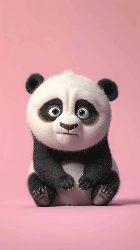 A cute panda baby, this is a whimsical cartoon style that reminds people of Disney Pixar animations. The expression of pandas is pleasant, and their bright and lovely eyes attract the attention of the audience. Full body shooting with a soft pink background, creating a charming high-definition wallpaper suitable for any screen. This 3D rendering has excellent quality, showcasing complex details and clarity, making it a first-class image. - style3部分