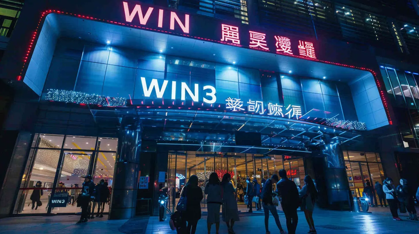 一辆跑车在路上奔驰，车头的视角，车标是“WIN3”的特写镜头，车标很有质感和设计感，车头整体融合的非常好，车身也有“WIN3”很酷的广告贴，整体有速度的压迫感 - style1部分