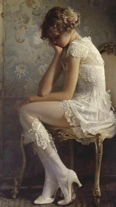 穿着白色连裤袜的女孩 - AI绘画作品展示 | Midjourney中文版生成