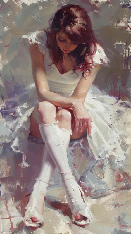 穿着白色连裤袜的女孩 - AI绘画作品展示 | Midjourney中文版生成