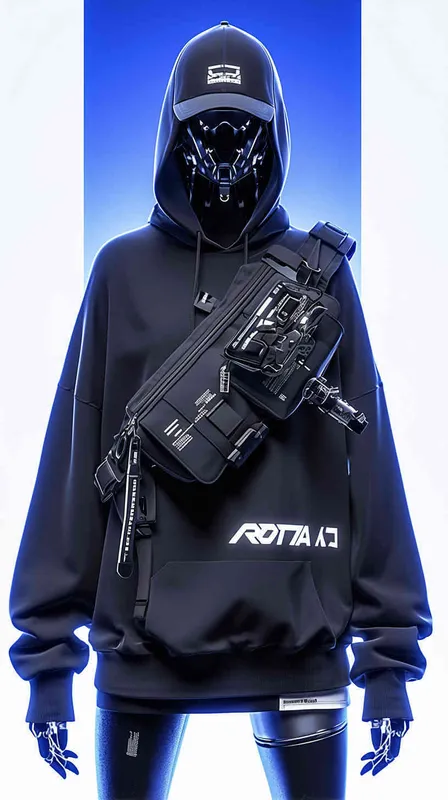 设计潮牌的帽衫,品牌“ROTA PRO”的字样设计感非常强,材质很有质感,在胸前部分,衣服有未来的科技感,衣服悬空在纯色背景空间 - AI绘画作品展示 | Midjourney中文版生成