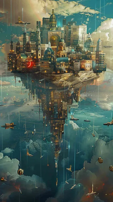 天空之城 - AI绘画作品展示 | Midjourney中文版生成
