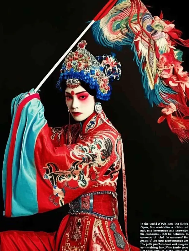 Peking Opera Knife and Horse Dan, red and blue costumes, fashion magazines, Time magazine, studio photos, special effects for big movies, real lighting, face lights, surprising details, portrait closeups, cinematic feel, ultimate closeups, rich lighting details, creative associations，white background - style4部分
