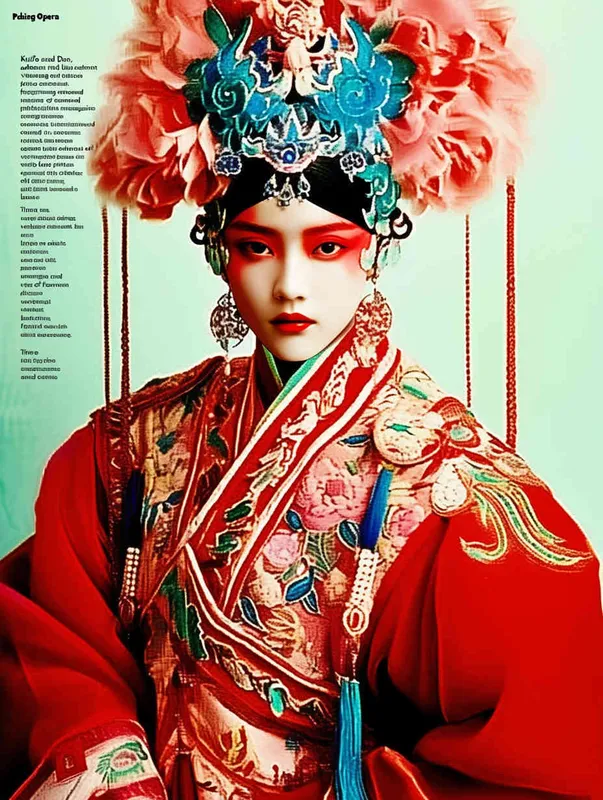 Peking Opera Knife and Horse Dan, red and blue costumes, fashion magazines, Time magazine, studio photos, special effects for big movies, real lighting, face lights, surprising details, portrait closeups, cinematic feel, ultimate closeups, rich lighting details, creative associations，white background - style1部分