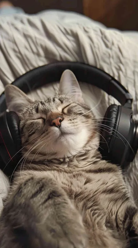 可爱的猫，在听音乐 - style1部分