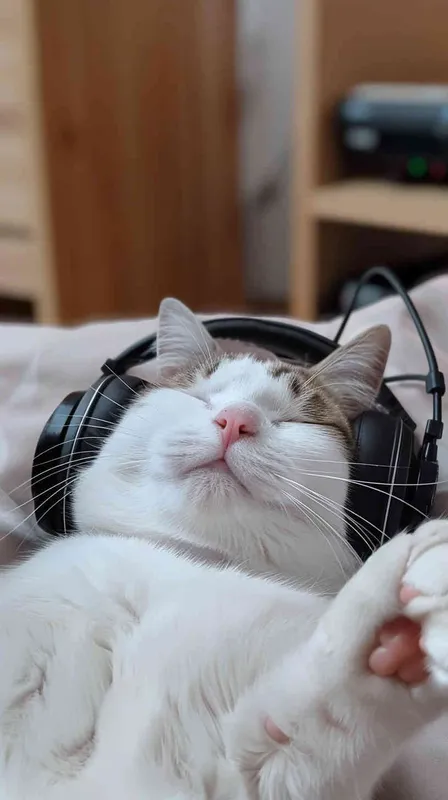 可爱的猫，在听音乐 - style2部分