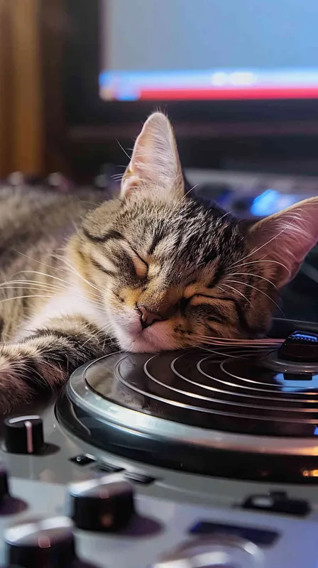 可爱的猫，在听音乐 - style3部分