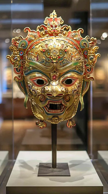 金色的立体京剧脸谱 - AI绘画作品展示 | Midjourney中文版生成
