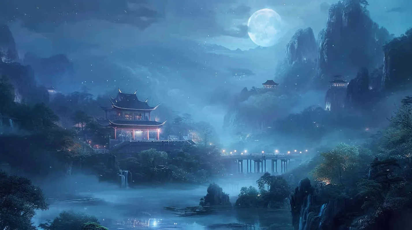 顶视角度，线条为插图 平面插图，简单的着色，蓝色背景，只有一个从中间断成两半的悬崖， 插画采用简单的线条 - style2部分