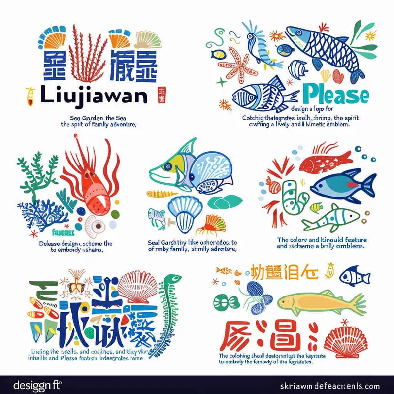 <https://s.mj.run/64ewikxfyEs> “Design a logo for the Liujiawan Catching the Sea Garden that incorporates delicate elements such as small fish, shrimp, shells, and conches to capture the essence of family exploration, creating a vibrant and dynamic symbol. The color palette should consist of a radiant base of blue, complemented by touches of green, yellow, and red. The logo should be crafted as sleek vector icons, seamlessly merging visual symbols with text on a pristine white background – maintaining a 1:1 aspect ratio in version 6.0.” –ar 1:1 –iw 0.93 –v 6.0 – style1部分” class=”wp-image”/>
</figure>


<figure class=