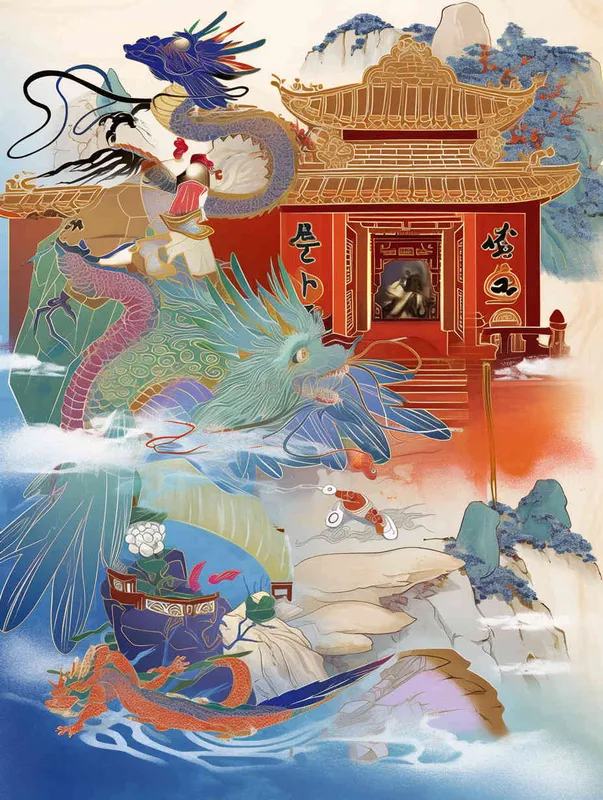 ((制作大禹治水国风插画))，（(要有龙))，((要有山))，((要有水))，（(国风插画有龙有山有水)），((大禹治水国风插画))，8000K，超高清， - style2部分