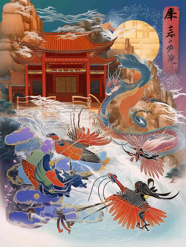 ((制作大禹治水国风插画))，（(要有龙))，((要有山))，((要有水))，（(国风插画有龙有山有水)），((大禹治水国风插画))，8000K，超高清， - style4部分