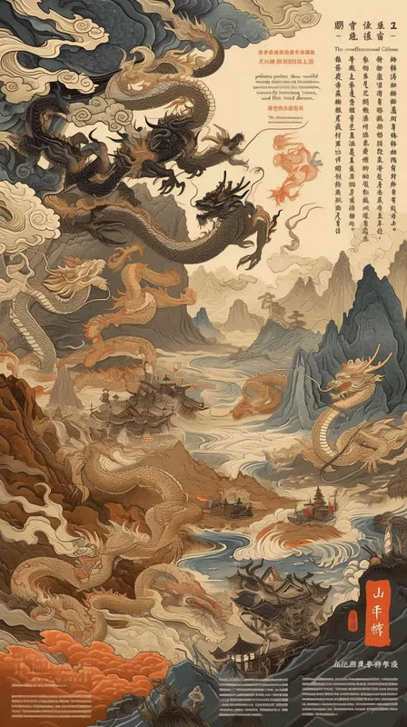 ((制作大禹治水国风插画))，（(要有龙))，((要有山))，((要有水))，（(国风插画有龙有山有水)），((大禹治水国风插画))，((龙要制作的精致清晰))，8000K，超高清， - style2部分