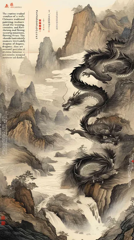 ((制作大禹治水国风插画))，（(要有龙))，((要有山))，((要有水))，（(国风插画有龙有山有水)），((大禹治水国风插画))，((龙要制作的精致清晰))，8000K，超高清， - style4部分