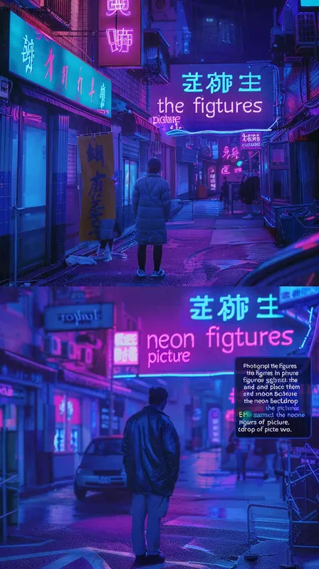 把图一合影的人物，放在图二霓虹灯背景里 - style4部分