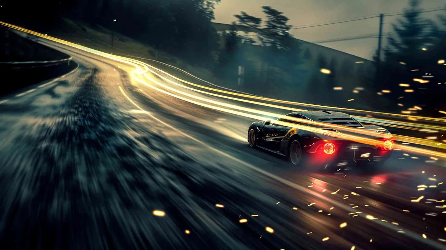 Light painting, Bullet Time, dark gray WIN3's
decisive moment of overtaking on a nighttime
bend, splashing small particles of gravel, car light
stripes,high speed, motion blur, dynamic motion
and energy, original and unpolished style, super
realistic,masterpiece, original photos,32k,hdr
 - style2部分