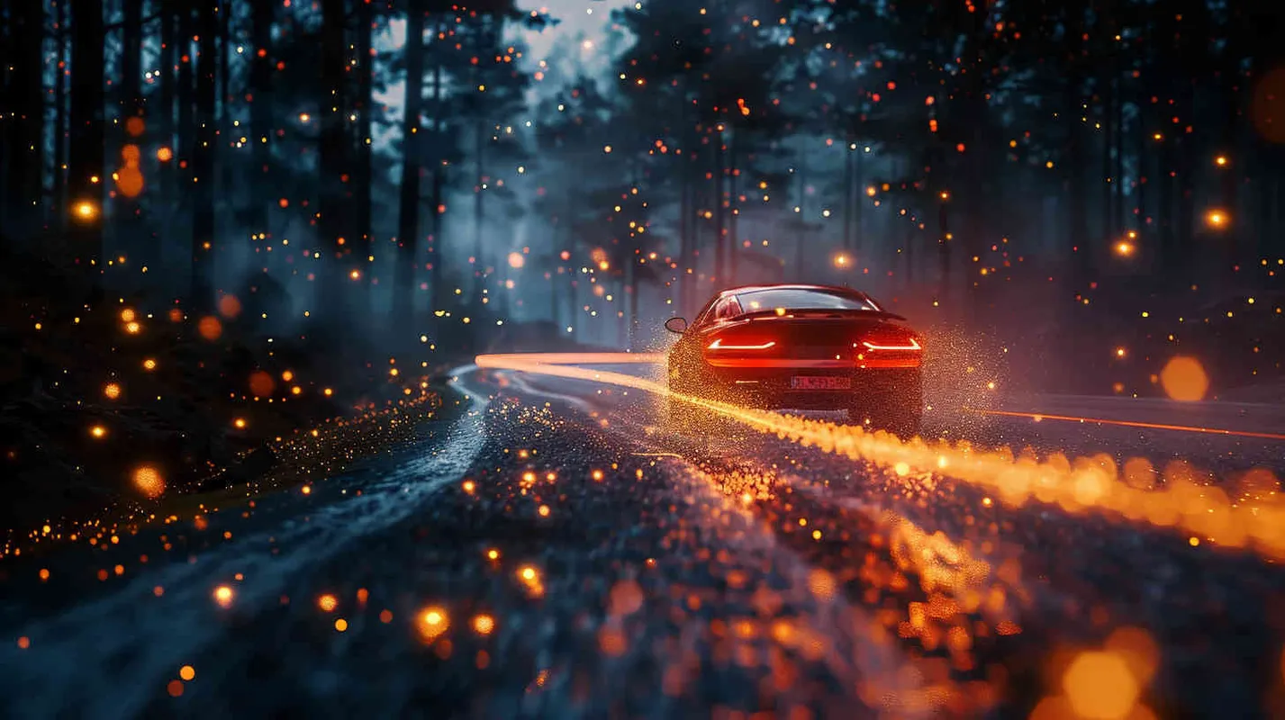 Light painting, Bullet Time, dark gray WIN3's
decisive moment of overtaking on a nighttime
bend, splashing small particles of gravel, car light
stripes,high speed, motion blur, dynamic motion
and energy, original and unpolished style, super
realistic,masterpiece, original photos,32k,hdr
 - style3部分