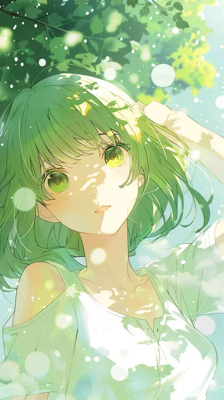 Adorable anime style white semicircle illustrations, light green and yellow color palettes, dotted pattern style, with a soft background, featuring granular texture and a sky blue punk style dot matrix style. - style3部分