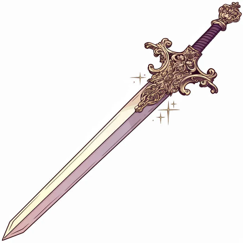 美漫风格，胜利之剑，武器手绘，白色背景 - style2部分