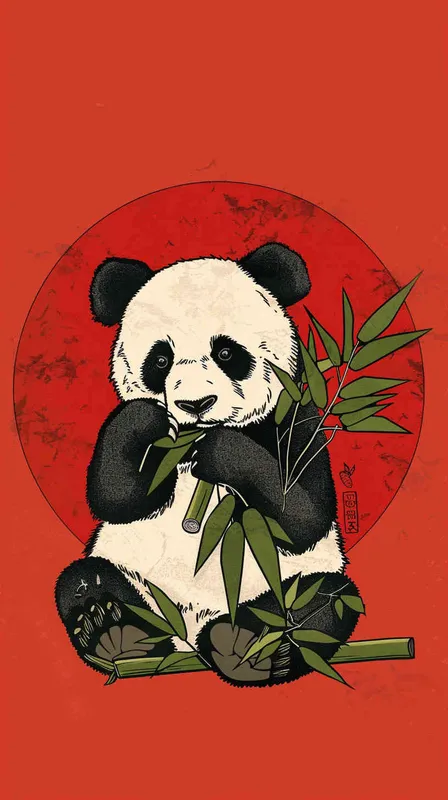生成一张图,一只吃着竹子的大熊猫,线稿图 - AI绘画作品展示 | Midjourney中文版生成